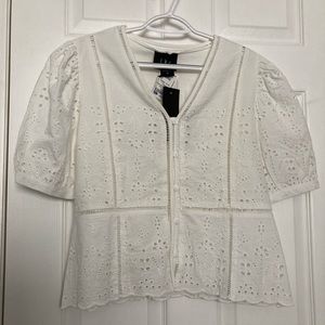 Liv Los Ángeles white eyelet blouse